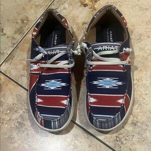 Ariat Southwestern Patterned Loafers - Red, Blue, White